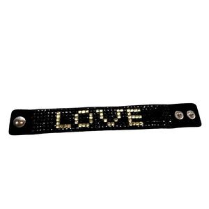 Crystal Beaded Cuff Bracelet with 'LOVE' Design‎